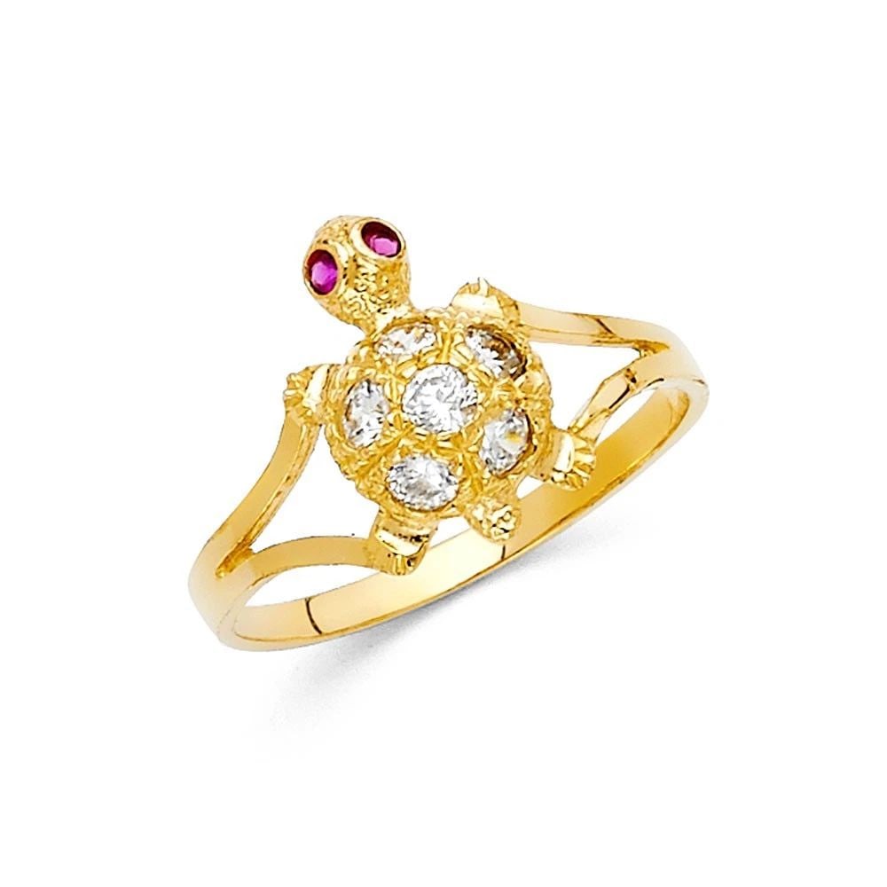 NEW 14K YELLOW GOLD TURTLE FANCY RING (1 of 2)