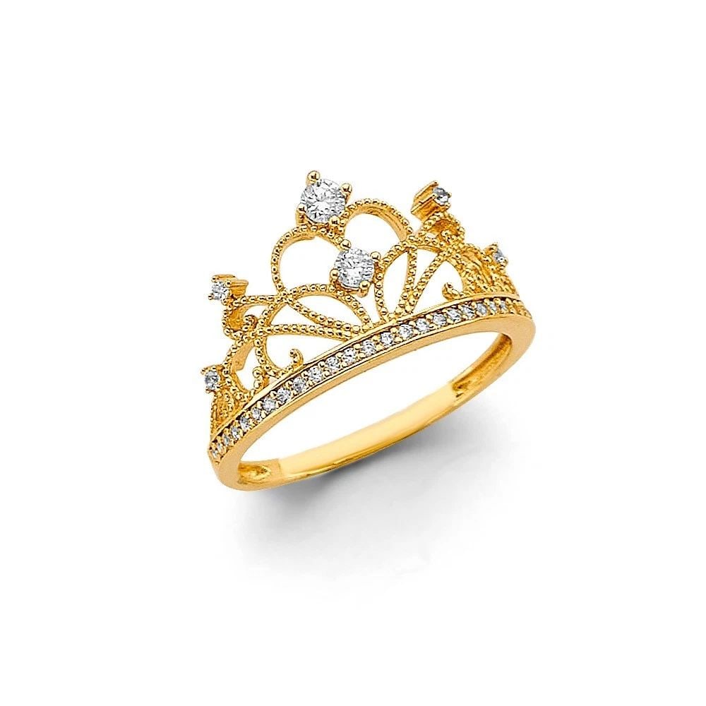 NEW 14K TWO TONE GOLD CROWN RING (1 of 2)