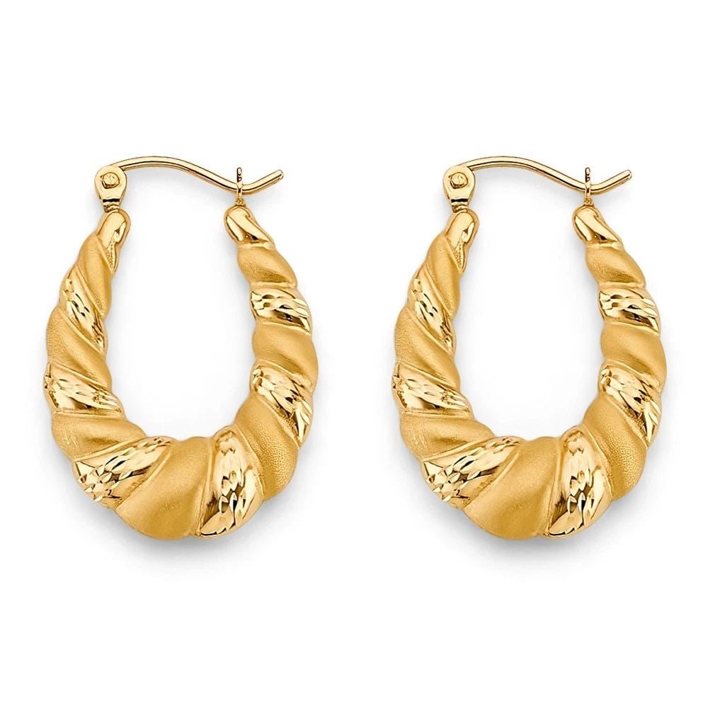 NEW 14K YELLOW GOLD HOLLOW HOOP EARRINGS (1 of 2)