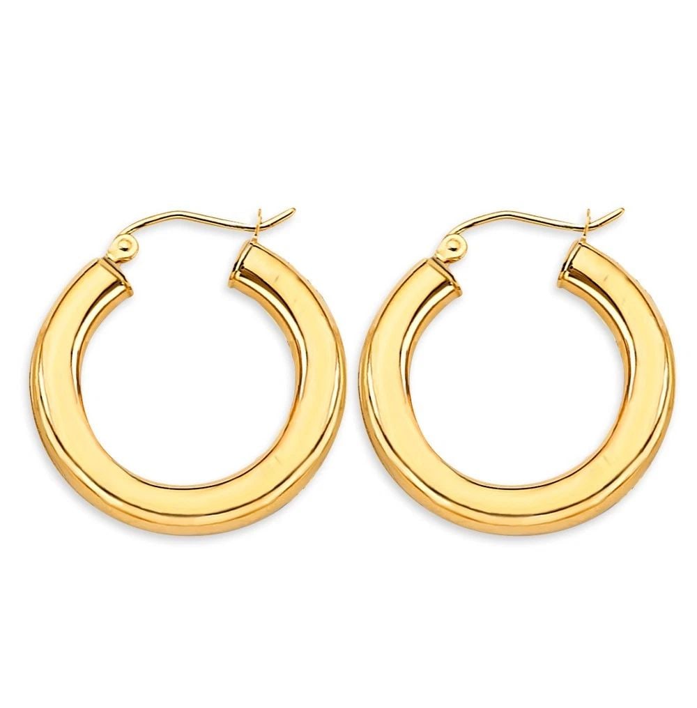 NEW 14K YELLOW GOLD 3.8MM POLISH ROUND TUBE HOOP EARRINGS: NEW 14K YELLOW GOLD 3.8MM POLISH ROUND TUBE HOOP EARRINGS 3.8MM POLISH ROUND TUBE HOOP EARRINGS NEW 14K YELLOW GOLD
