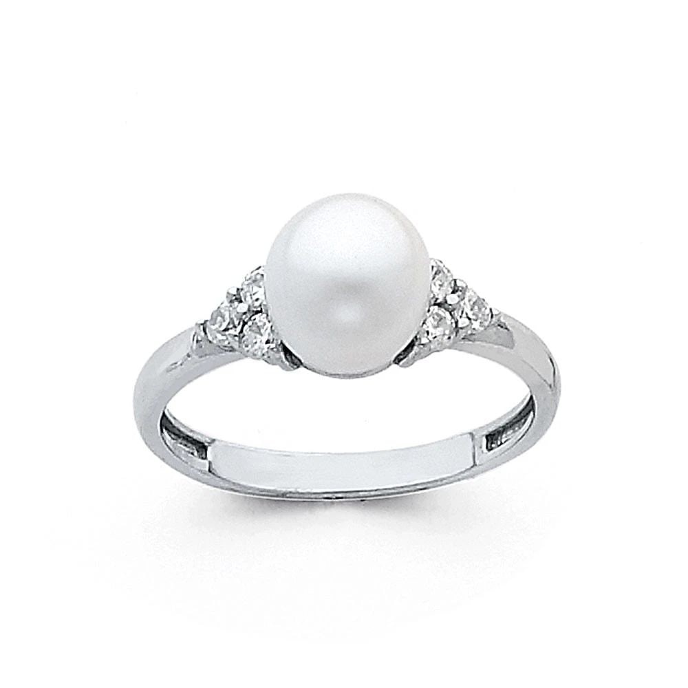 NEW 14K WHITE GOLD PEARL RING (1 of 2)