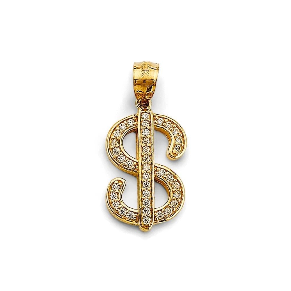 NEW 14K YELLOW GOLD DOLLAR SIGN PENDANT: NEW 14K YELLOW GOLD DOLLAR SIGN PENDANT DOLLAR SIGN PENDANT NEW 14K YELLOW GOLD Height : 25 mm Width : 10 mm Apx. WEIGHT : 2.2g