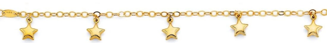 NEW 14K YELLOW GOLD STAR CHARM BABY BRACELET: NEW 14K YELLOW GOLD STAR CHARM BABY BRACELET STAR CHARM BABY BRACELET NEW 14K YELLOW GOLD LENGTH - 6in Apx WEIGHT - 2.2g