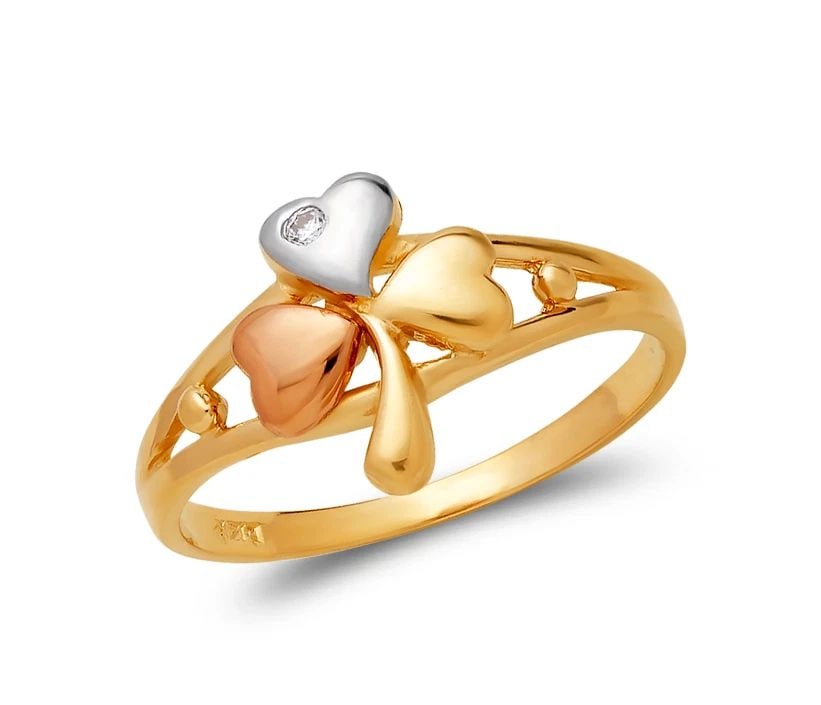 NEW 14K TRICOLOR GOLD LADIES CLOVER RING (1 of 2)