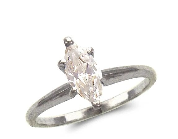 NEW 14K WHITE GOLD LADIES FASHION WHITE MARQUISE SOLITAIRE RING: NEW 14K WHITE GOLD LADIES FASHION WHITE MARQUISE SOLITAIRE RING LADIES FASHION WHITE MARQUISE SOLITAIRE RING NEW 14K WHITE GOLD Apx. WIDTH: 1.5mm Apx. WEIGHT: 2.2g