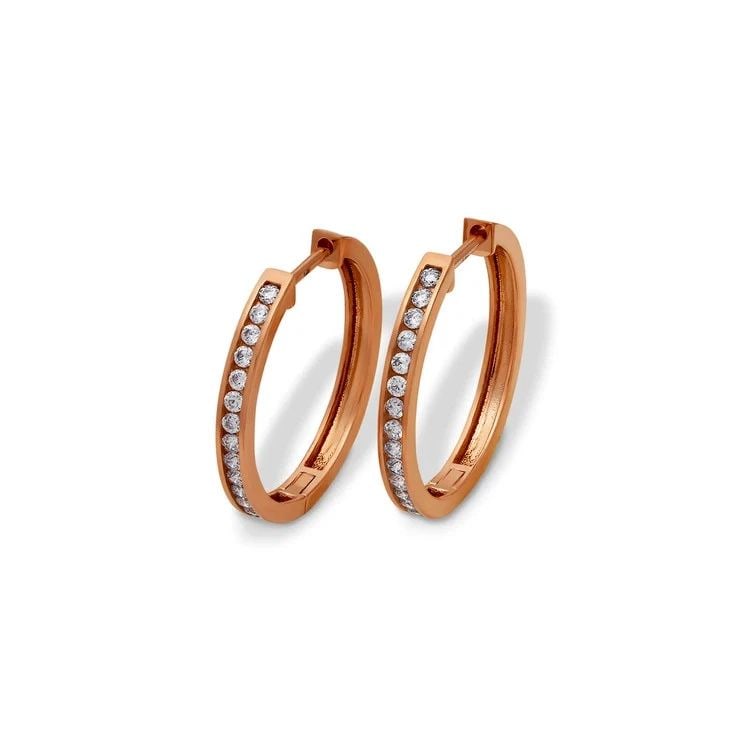 NEW 14K ROSE GOLD HIGH POLISHED HUGGIE EARRINGS (1 of 2)