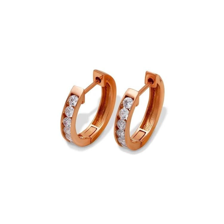 NEW 14K ROSE GOLD HIGH POLISHED HUGGIE EARRINGS (1 of 2)