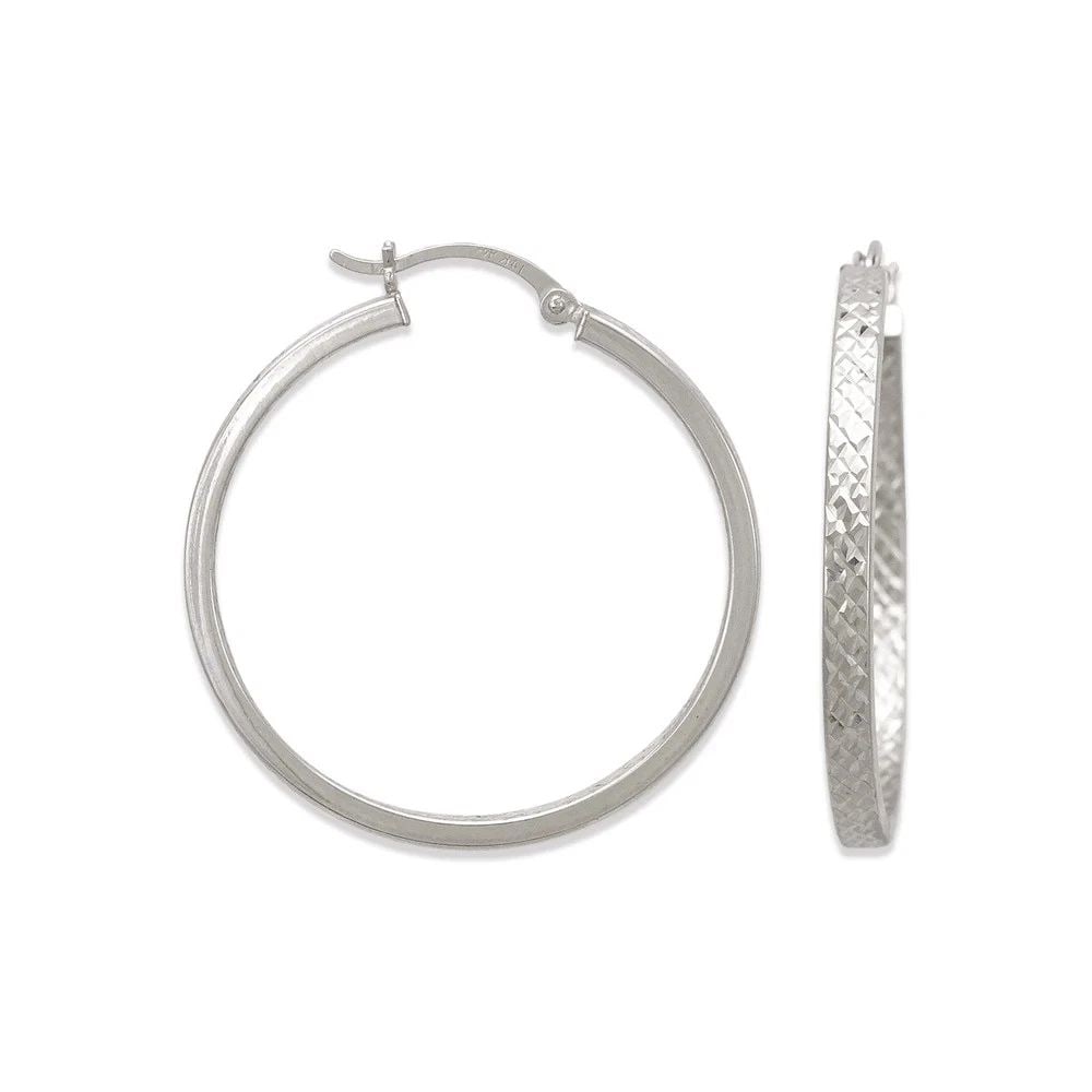 NEW 14K WHITE GOLD 3MM SQUARE TWIST TUBE HOOP EARRINGS: NEW 14K WHITE GOLD 3MM SQUARE TWIST TUBE HOOP EARRINGS 3MM SQUARE TWIST TUBE HOOP EARRINGS NEW 14K WHITE GOLD Width: Approx. 3mm Apx WEIGHT: 2.2g
