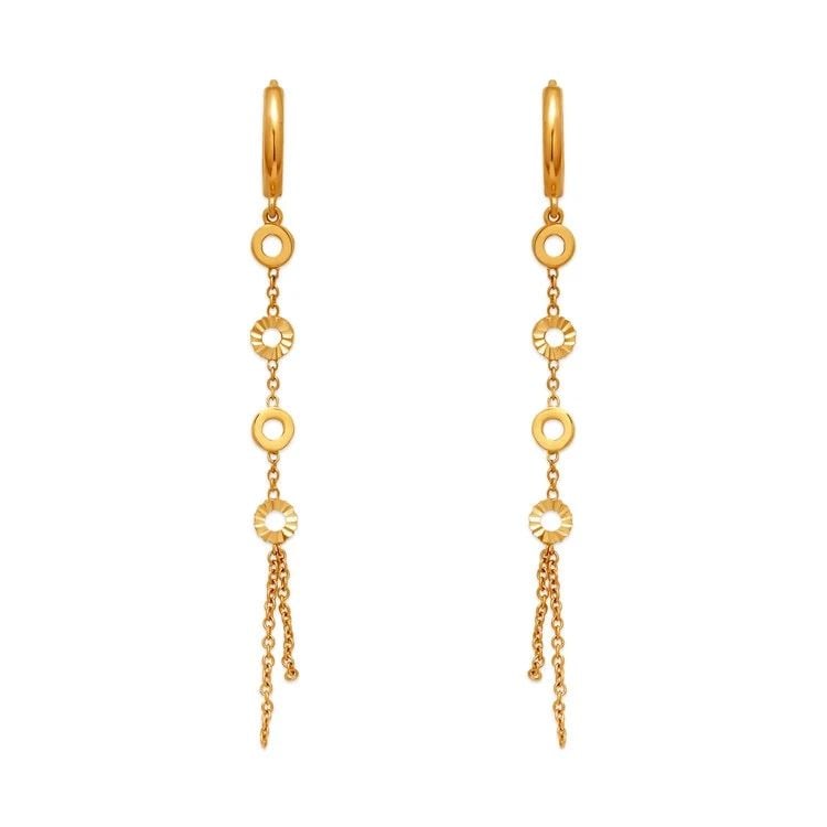 NEW 14K YELLOW GOLD FANCY LINKED CIRCLE EARRINGS (1 of 2)