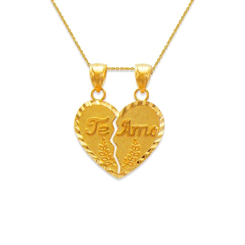 NEW 14K YELLOW GOLD TWO-PIECE AMORES HEART PENDANT (1 of 2)