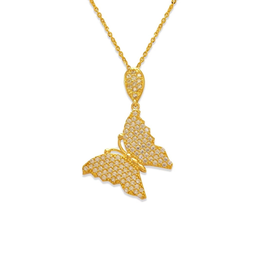 NEW 14K YELLOW GOLD FANCY BUTTERFLY PENDANT (1 of 2)