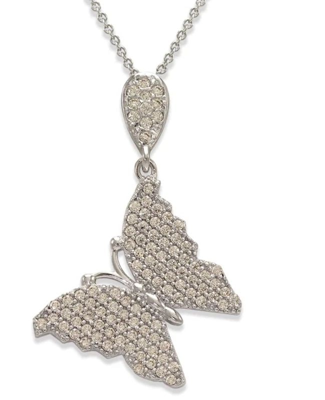 NEW 14K WHITE GOLD FANCY BUTTERFLY PENDANT: NEW 14K WHITE GOLD FANCY BUTTERFLY PENDANT FANCY BUTTERFLY PENDANT NEW 14K WHITE GOLD Apx. WIDTH: 19x29mm Apx WEIGHT: 2.2g