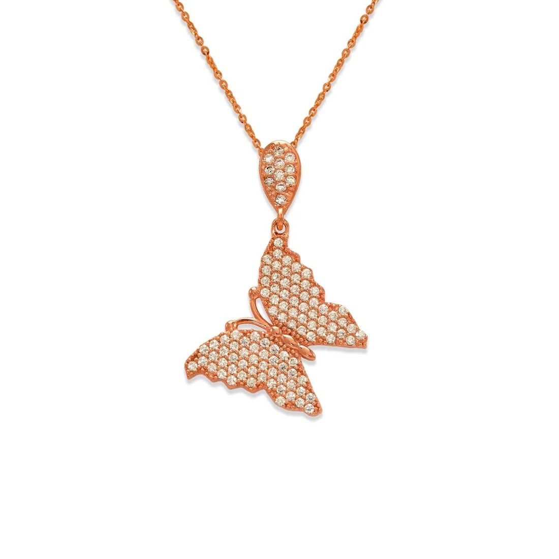 NEW 14K ROSE GOLD FANCY ROSE BUTTERFLY PENDANT (1 of 2)