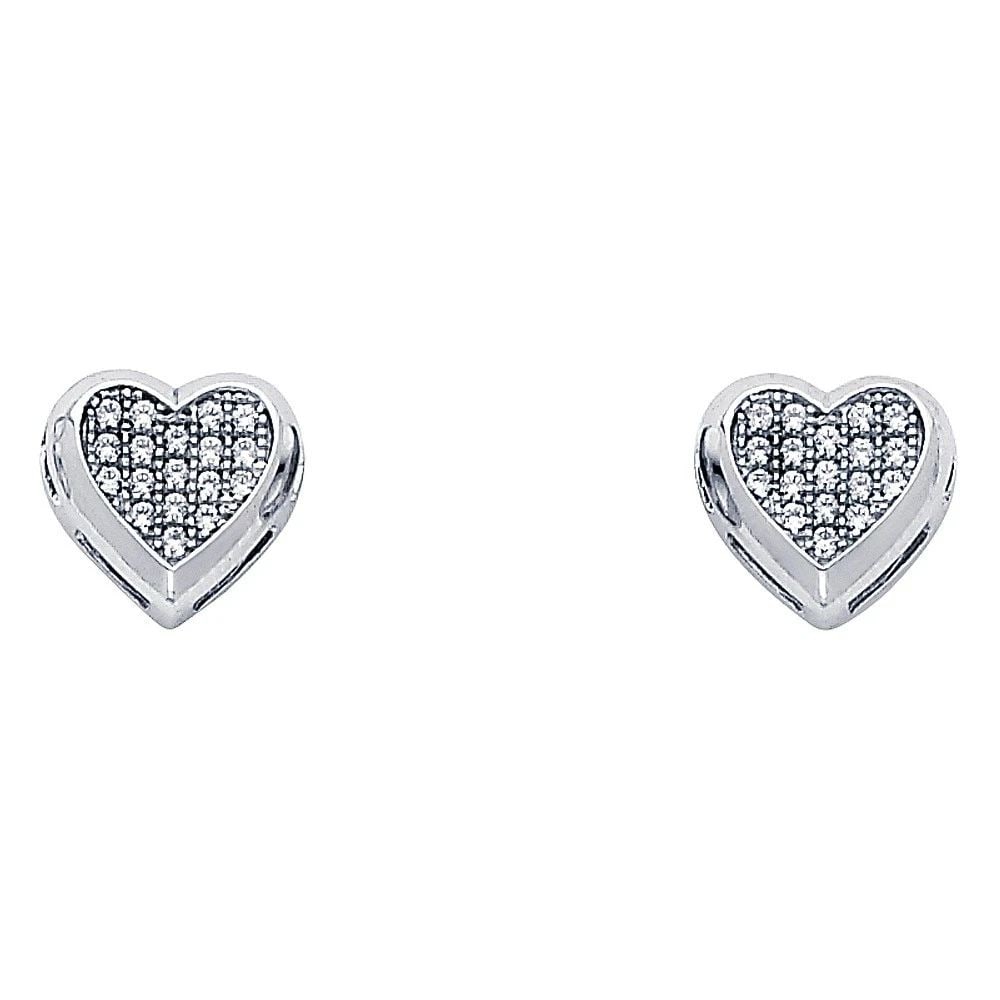 NEW 14K WHITE GOLD HEART EARRINGS (1 of 2)
