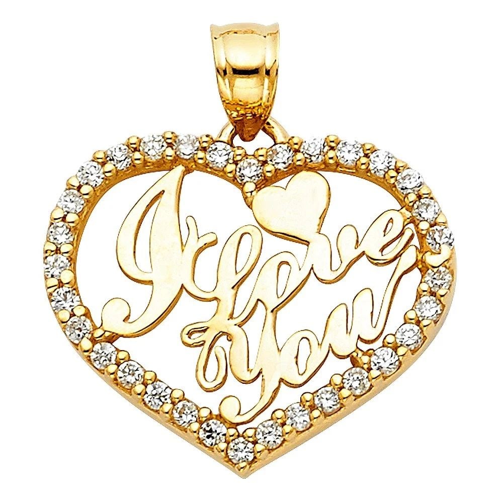NEW 14K YELLOW GOLD I LOVE YOU HEART PENDANT (1 of 2)