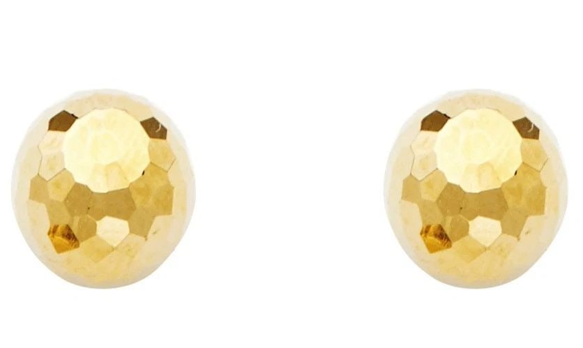 NEW 14K YELLOW GOLD 9.5MM D BALL EARRINGS WITH PUCH-BACK (1 of 2)