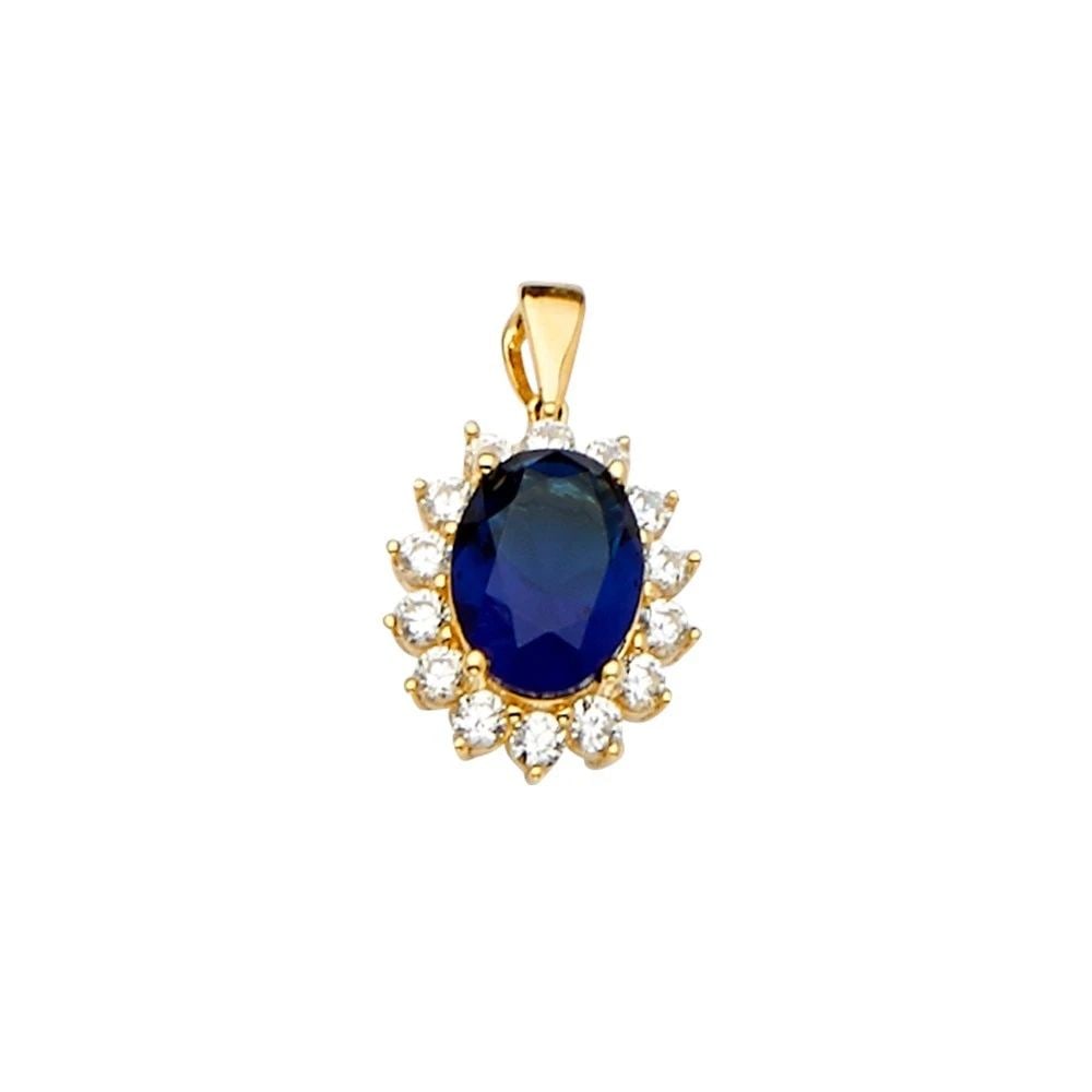 NEW 14K YELLOW GOLD BLUE PENDANT/SET (1 of 2)