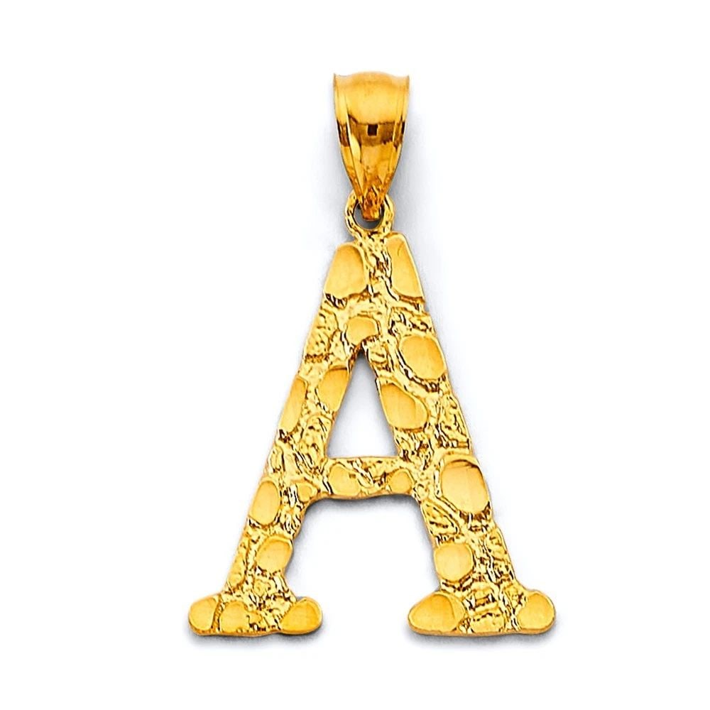 NEW 14K YELLOW GOLD INITIAL NUGGET PENDANT (1 of 2)