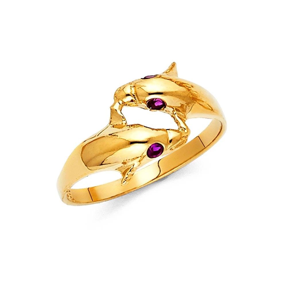 NEW 14K YELLOW GOLD FANCY DOLPHIN RING (1 of 2)