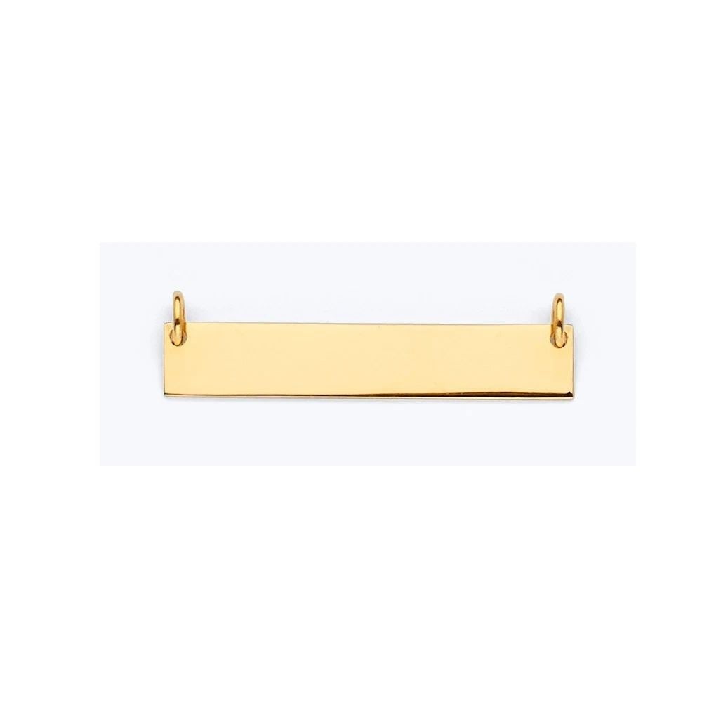 NEW 14K YELLOW GOLD PLAIN ID FOR NECKLACE: NEW 14K YELLOW GOLD PLAIN ID FOR NECKLACE PLAIN ID FOR NECKLACE NEW 14K YELLOW GOLD Height : 5 mm Width : 32 mm Apx. WEIGHT : 1.6g