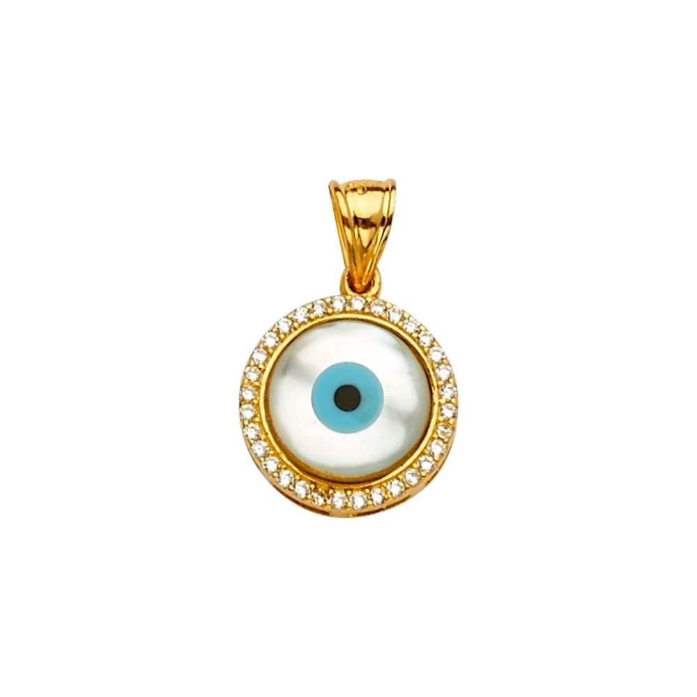 NEW 14K MOTHER OF PEARL+ EVIL EYE PANDANT (1 of 2)
