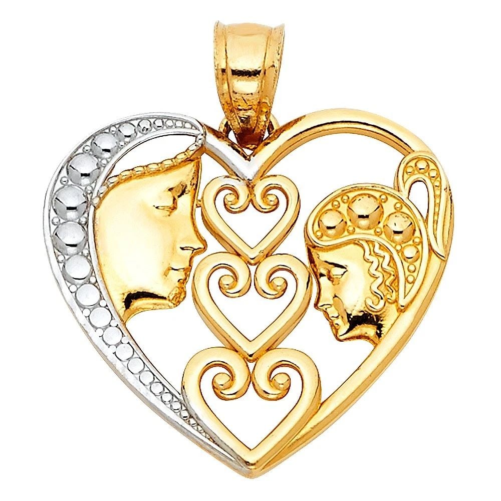 NEW 14K TWO TONE GOLD HEART PENDANT (PT421): NEW 14K TWO TONE GOLD HEART PENDANT (PT421) HEART PENDANT (PT421) NEW 14K TWO TONE GOLD Height : 20 mm Width : 22 mm Apx. WEIGHT : 2.1g