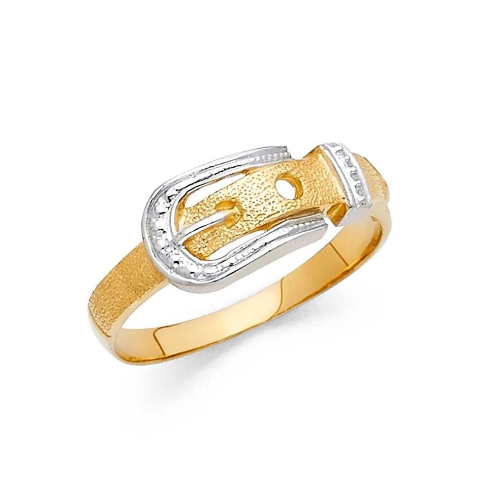 NEW 14K TWO TONE GOLD FANCY RING -SIZE 7: NEW 14K TWO TONE GOLD FANCY RING FANCY RING NEW 14K TWO TONE GOLD WIDTH : 7 mm WEIGHT : 2.1g