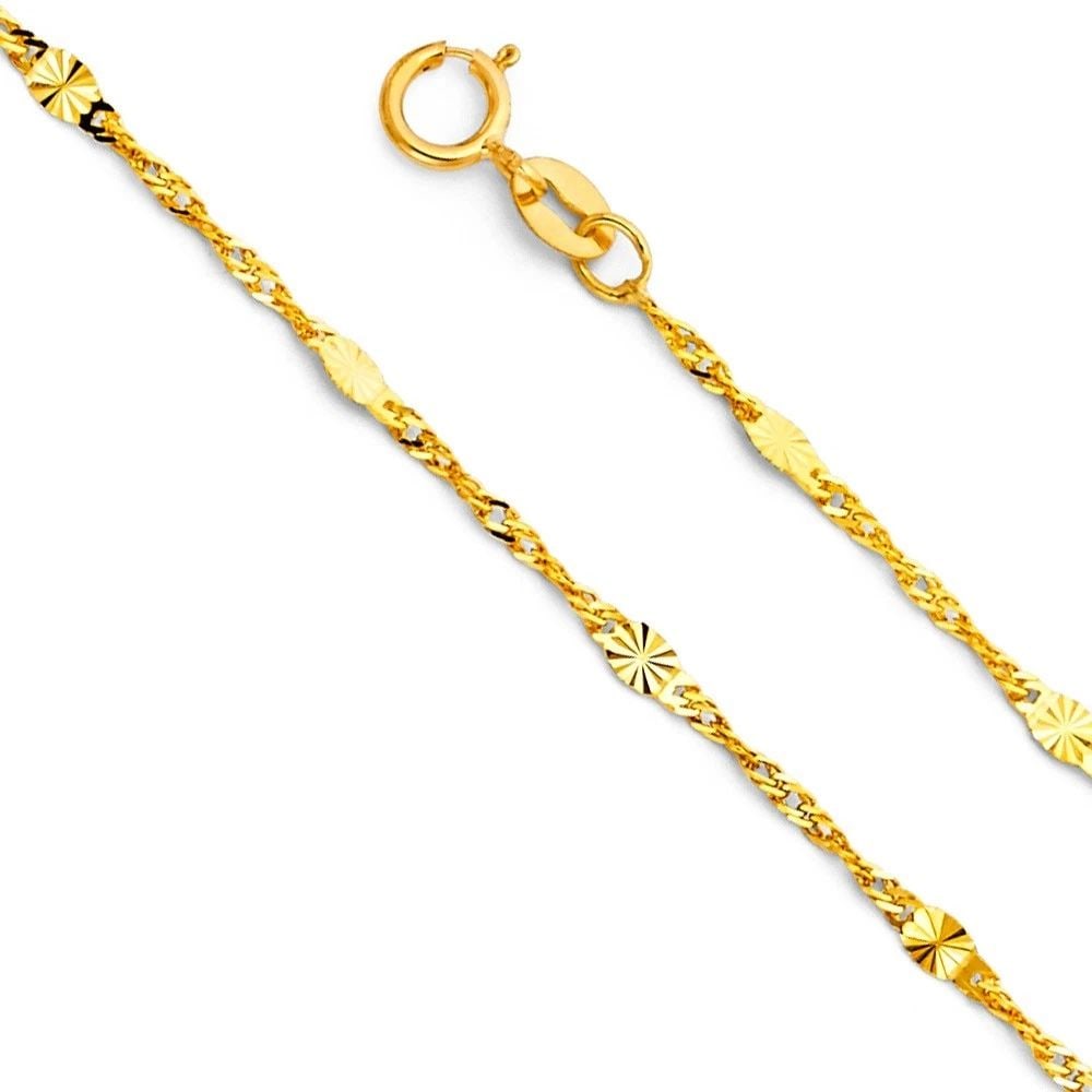 NEW 14K YELLOW GOLD SINGAPORE + DC OVAL BAR 024 CHAIN (1 of 2)