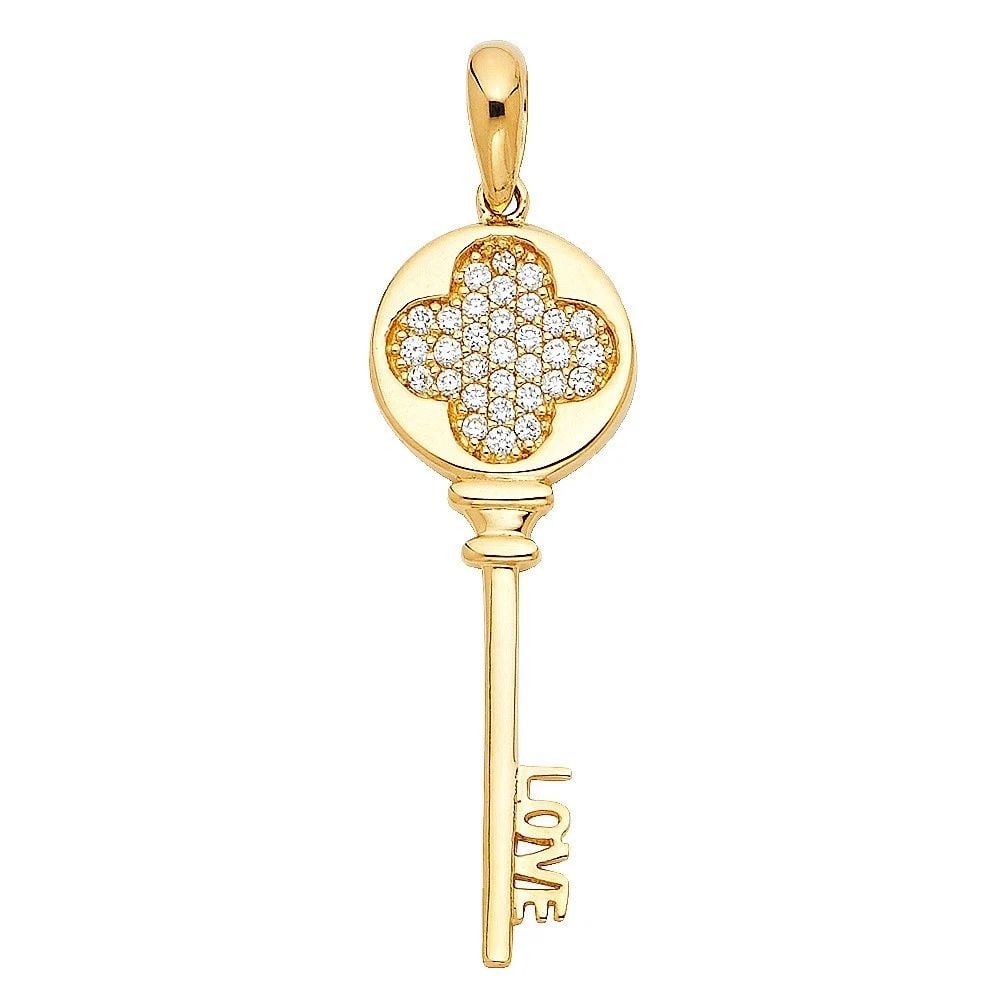 NEW 14K YELLOW GOLD LOVE KEY PENDANT: NEW 14K YELLOW GOLD LOVE KEY PENDANT LOVE KEY PENDANT NEW 14K YELLOW GOLD Height : 32 mm Width : 11 mm Apx. WEIGHT : 2.1g