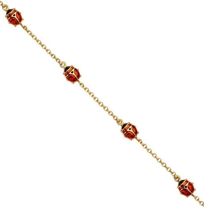 NEW 14K YELLOW GOLD LADY BUG ENAMEL BRACELET (1 of 2)