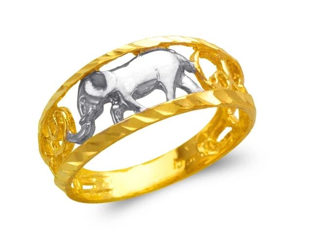 NEW 14K TWO TONE GOLD LADIES ELEPHANT FILIGREE RING (1 of 2)