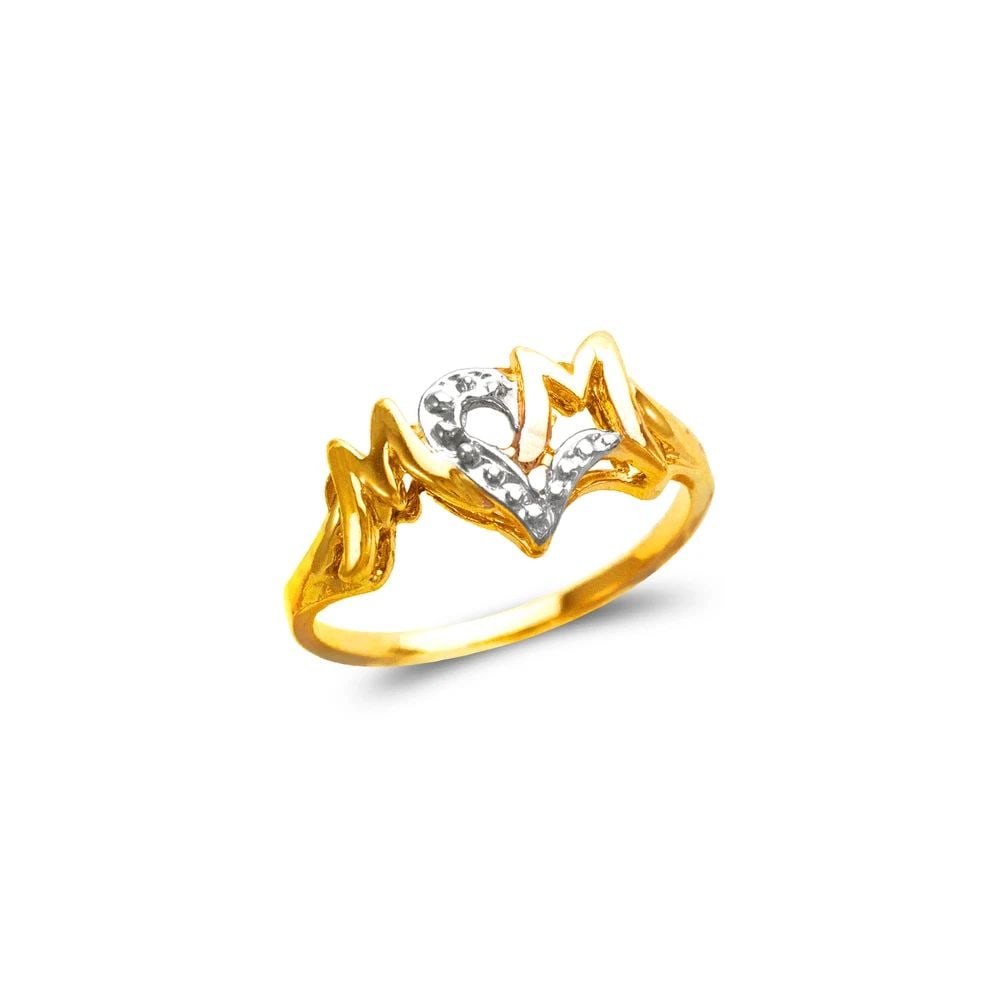 NEW 14K TWO TONE GOLD MOM RING (1 of 2)