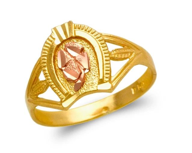 NEW 14K TWO TONE GOLD LADIES FLOWER FILIGREE RING (1 of 2)