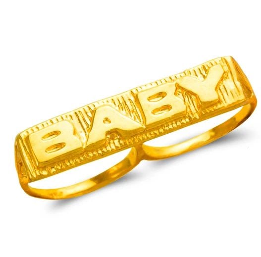 NEW 14K YELLOW GOLD KIDS TWO FINGER RING (1 of 2)