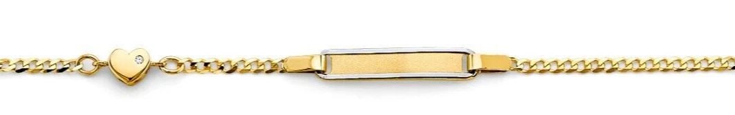 NEW 14K TWO TONE GOLD BABY ID WITH HEART BRACELET (1 of 2)