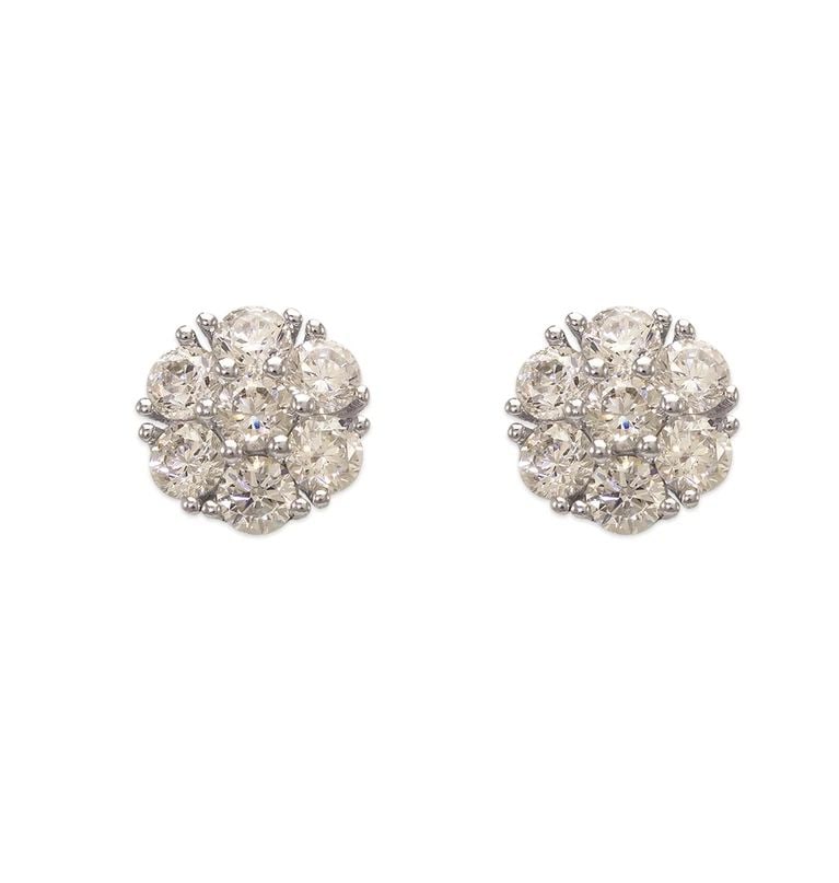NEW 14K WHITE GOLD FANCY FLOWER STUD EARRINGS: NEW 14K WHITE GOLD FANCY FLOWER STUD EARRINGS FANCY FLOWER STUD EARRINGS NEW 14K WHITE GOLD Width: Approx. 9x9mm Apx WEIGHT: 2.1g