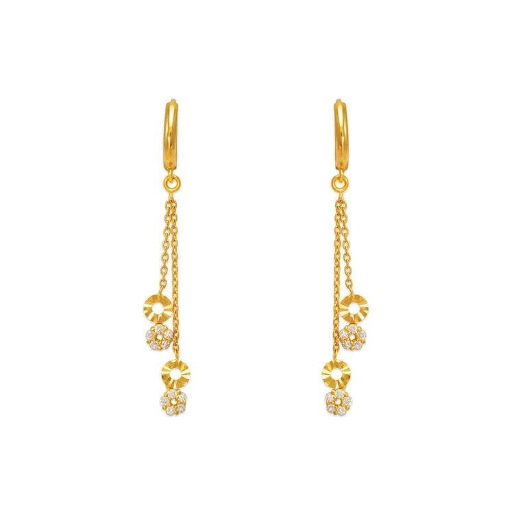 NEW 14K YELLOW GOLD FANCY LAYERED CIRCLE DANGLING EARRINGS: NEW 14K YELLOW GOLD FANCY LAYERED CIRCLE DANGLING EARRINGS FANCY LAYERED CIRCLE DANGLING EARRINGS NEW 14K YELLOW GOLD Width: Approx. 12x50mm Apx WEIGHT: 2.1g
