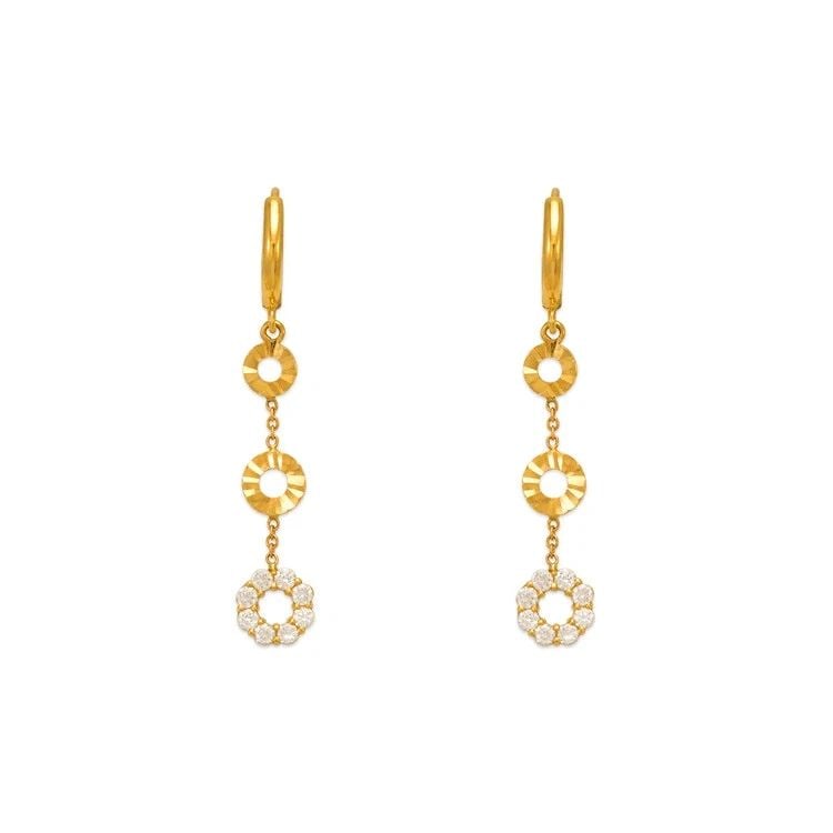 NEW 14K YELLOW GOLD FANCY CIRCLE EARRINGS (1 of 2)