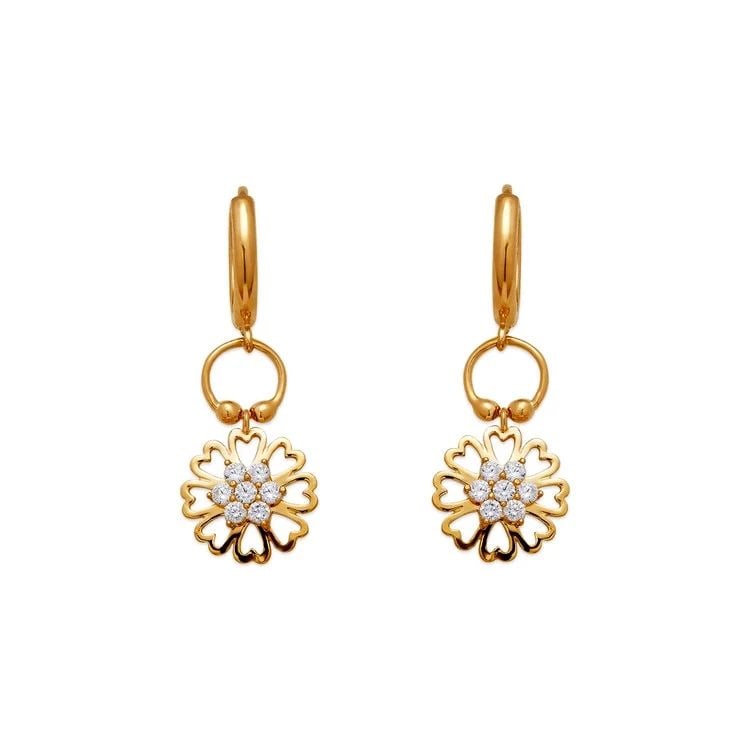 NEW 14K YELLOW GOLD FANCY FLOWER EARRINGS: NEW 14K YELLOW GOLD FANCY FLOWER EARRINGS FANCY FLOWER EARRINGS NEW 14K YELLOW GOLD Width: Approx. 11x30mm Apx WEIGHT: 2.1g