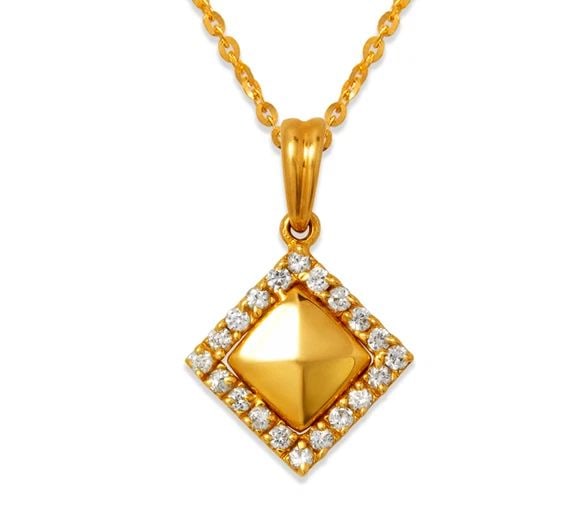 NEW 14K YELLOW GOLD DIAMOND SHAPED PENDANT: NEW 14K YELLOW GOLD DIAMOND SHAPED PENDANT DIAMOND SHAPED PENDANT NEW 14K YELLOW GOLD Apx. WIDTH: 15mm Apx WEIGHT: 2.1g
