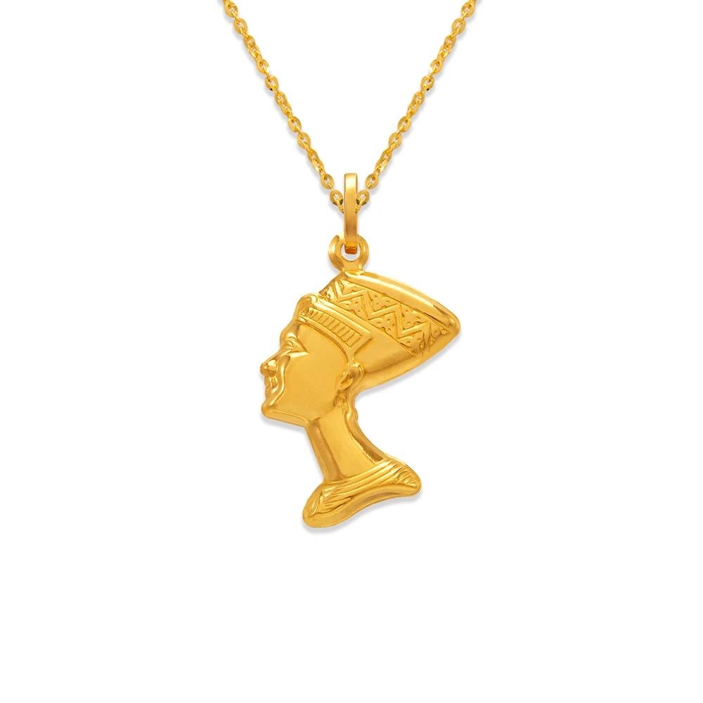 NEW 14K YELLOW GOLD 23MM CLEOPATRA CHARM PENDANT (1 of 2)