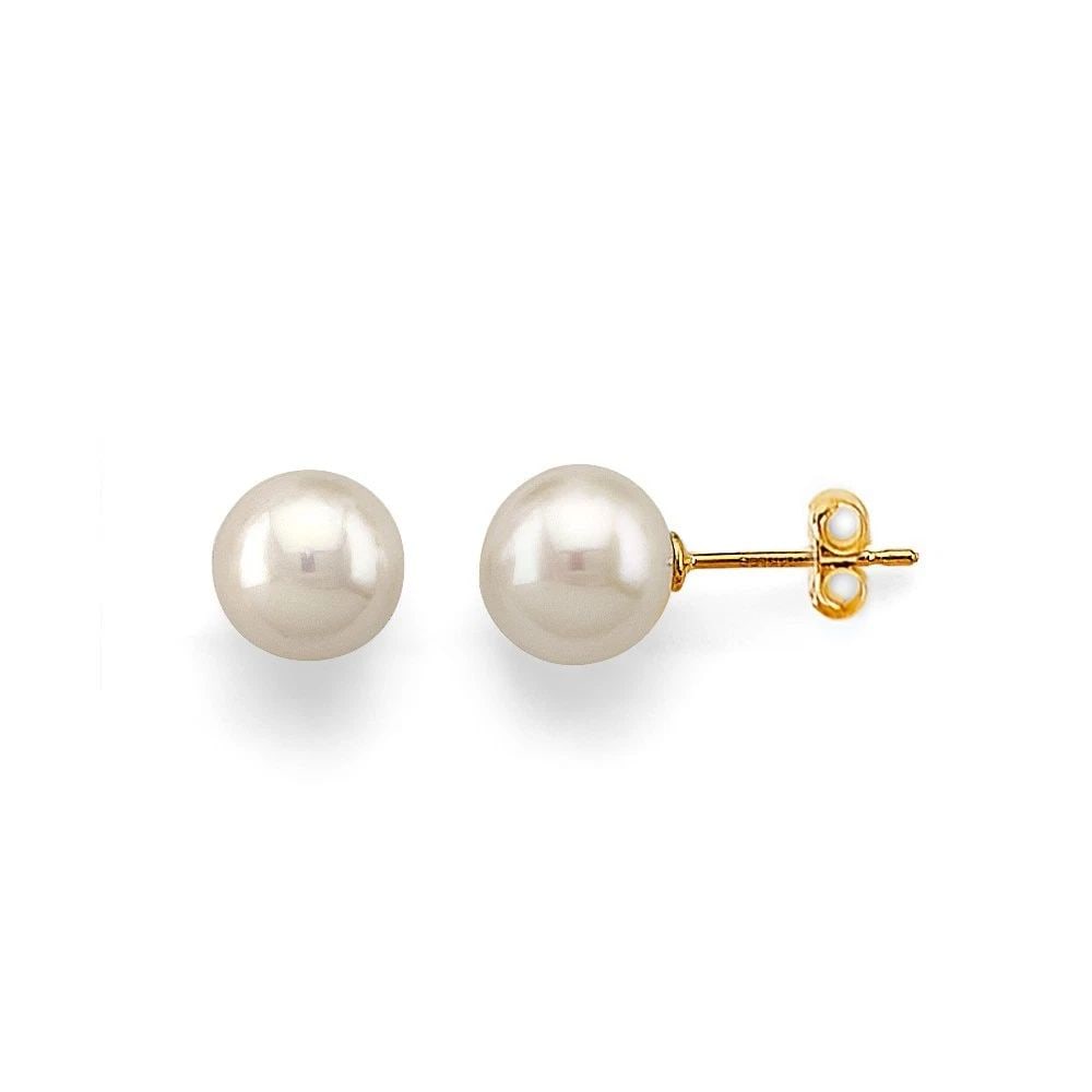 NEW 14K YELLOW GOLD PEARL EARRINGS: NEW 14K YELLOW GOLD PEARL EARRINGS (ER448) PEARL EARRINGS (ER448) NEW 14K YELLOW GOLD HEIGHT - 7 mm WIDTH - 7 mm Apx WEIGHT - 1.6 g