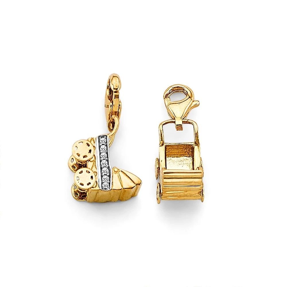 NEW 14K TWO TONE GOLD BABY CARRIAGE CHARM (1 of 2)