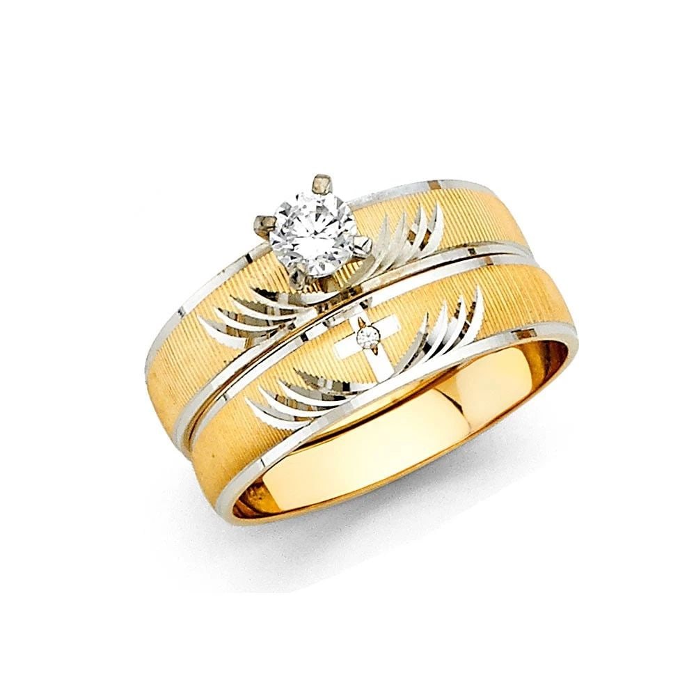 NEW 14K TWO TONE GOLD LADIES ENGAGEMENT RING: NEW 14K TWO TONE GOLD LADIES ENGAGEMENT RING LADIES ENGAGEMENT RING NEW 14K TWO TONE GOLD WIDTH : 4 mm WEIGHT : 2.1g