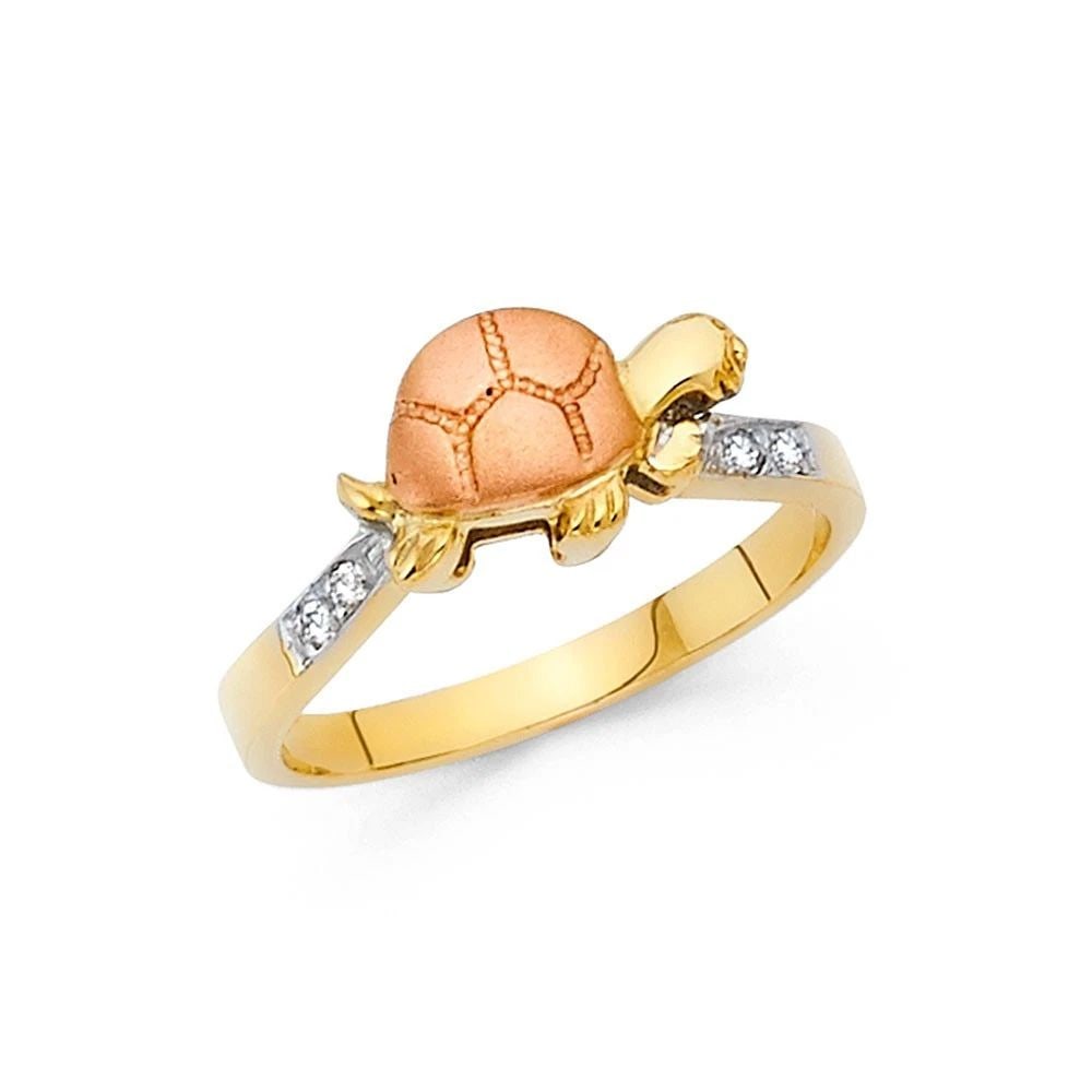 NEW 14K TWO TONE GOLD FANCY TURTLE RING (1 of 2)