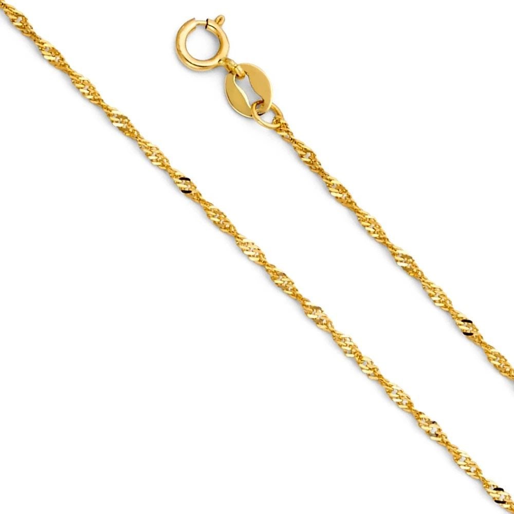 NEW 14K YELLOW GOLD 020(1.1MM) SINGAPORE CHAIN (1 of 2)