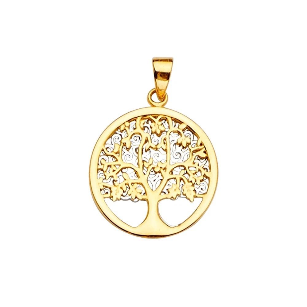 NEW 14K TWO TONE GOLD FAMILY TREE PENDANT (1 of 2)