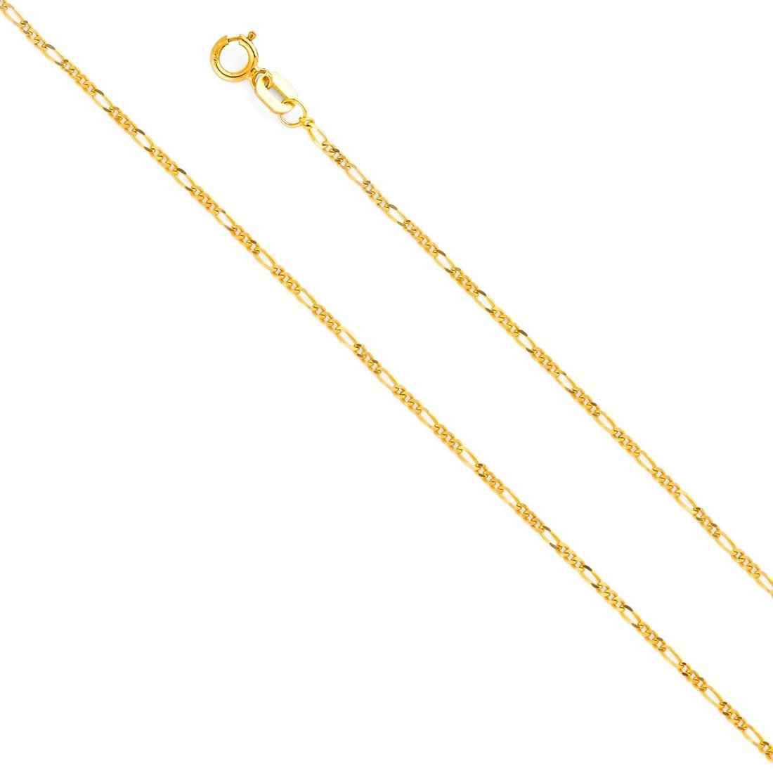 NEW 14K YELLOW GOLD 035(1.3MM) LIGHT FIGARO 3+1 CHAIN: 14K YELLOW GOLD 035(1.3MM) LIGHT FIGARO 3+1 CHAIN 035(1.3MM) LIGHT FIGARO 3+1 CHAIN NEW 14K YELLOW GOLD WIDTH: 1.3mm AVERAGE Apx WEIGHT: 1.5g