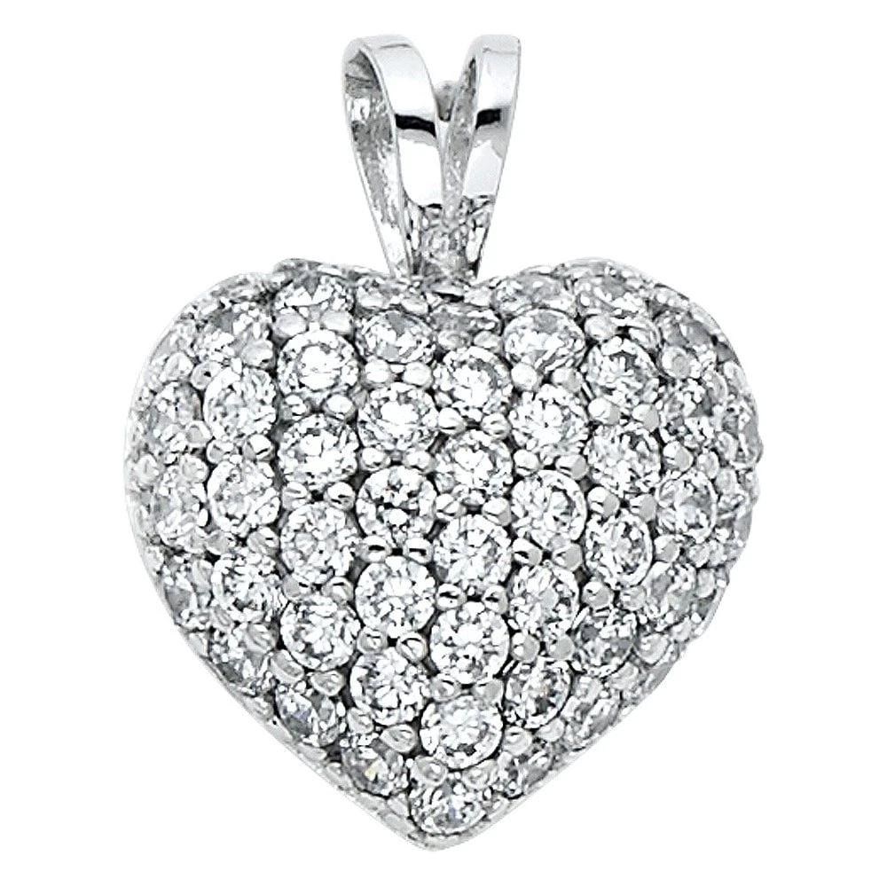 NEW 14K WHITE GOLD HEART PENDANT (1 of 2)