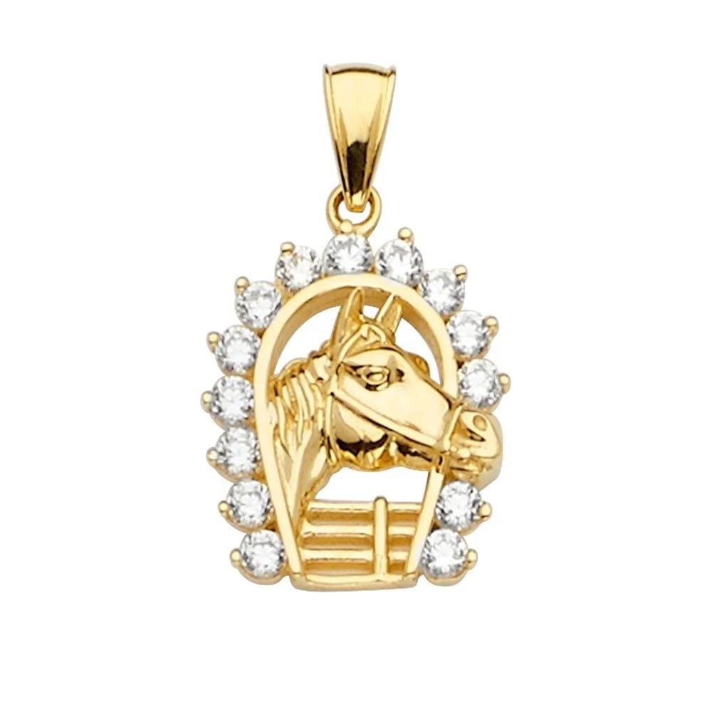 NEW 14K YELLOW GOLD HORSE SHOE PENDANT (1 of 2)